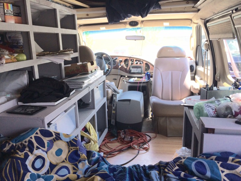 Our cluttered - but almost complete - van