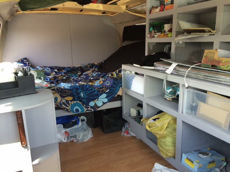 Our cluttered - but almost complete - van