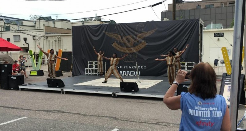 The acrobatic troupe representing Arrow Electronics