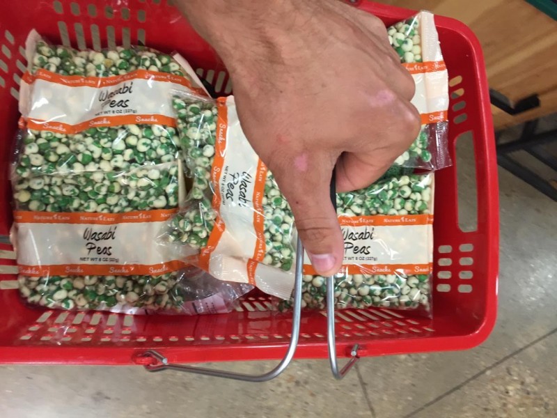 We haven't found wasabi peas since starting our trip, so John stocked up while back in Austin.
