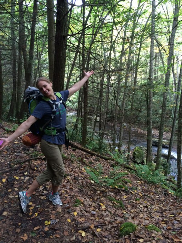 Hiking (or curtsying?) alongside a stream
