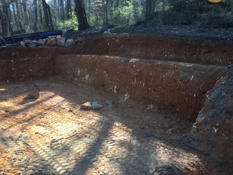 The house portion, excavated. To give a sense of scale, the height difference between the upper and lower sections is just over 7.5 feet.