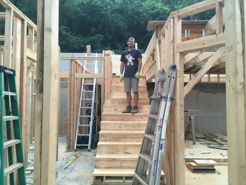 The main stairwell, as viewed from the front door. This wonderful addition serves the dual benefit of looking awesome and making it sooo much easier to get between the floors.