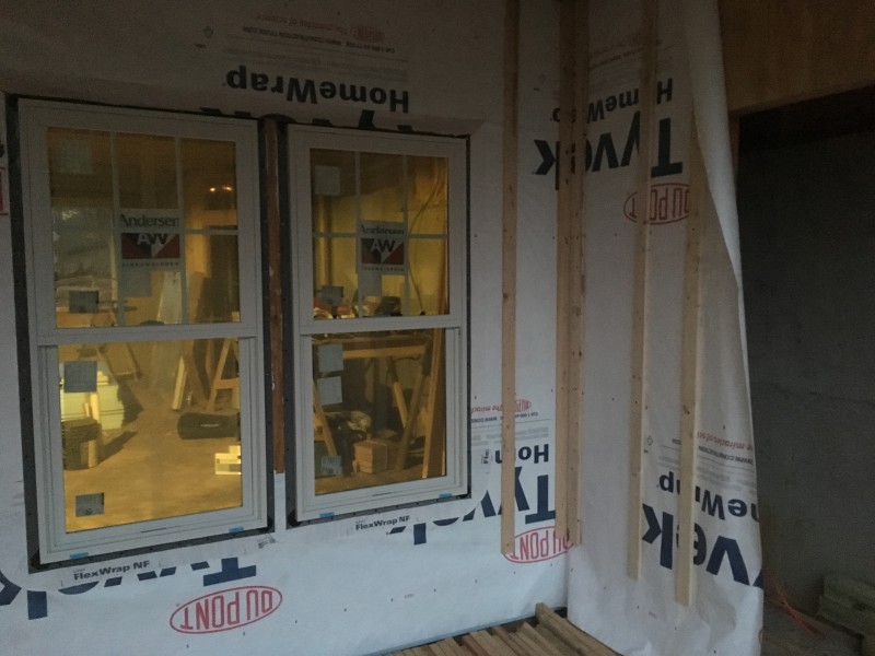 A close up view of the windows looking into our (future) kitchen.