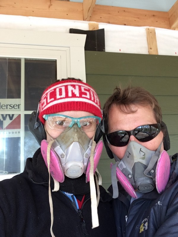 Looking hot! When working with fiber cement, eye and lung protection is crucial. 